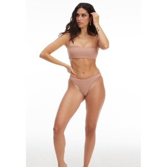 Good American Ribbed Better Bikini Cheeky Bottoms Size 3 Large Desert Rose Pink - Picture 3 of 8